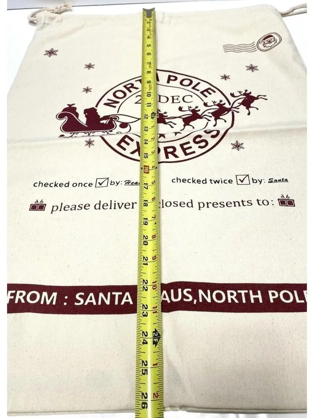 Christmas Gift Sac Holiday Gift Wrap Bag Santa Pouch Under The Tree Decor NEW